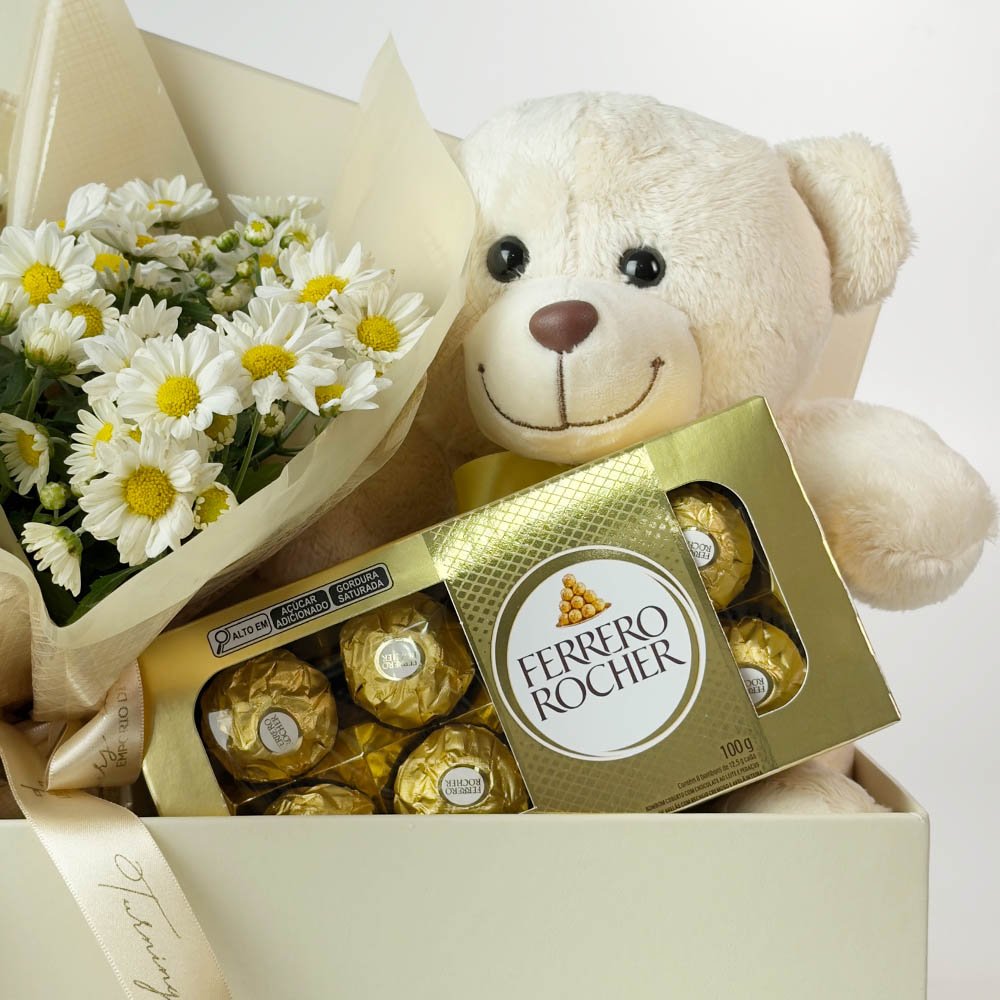 Caixa Com Pelúcia, Flores e Chocolates - Teddy - Imagem 3