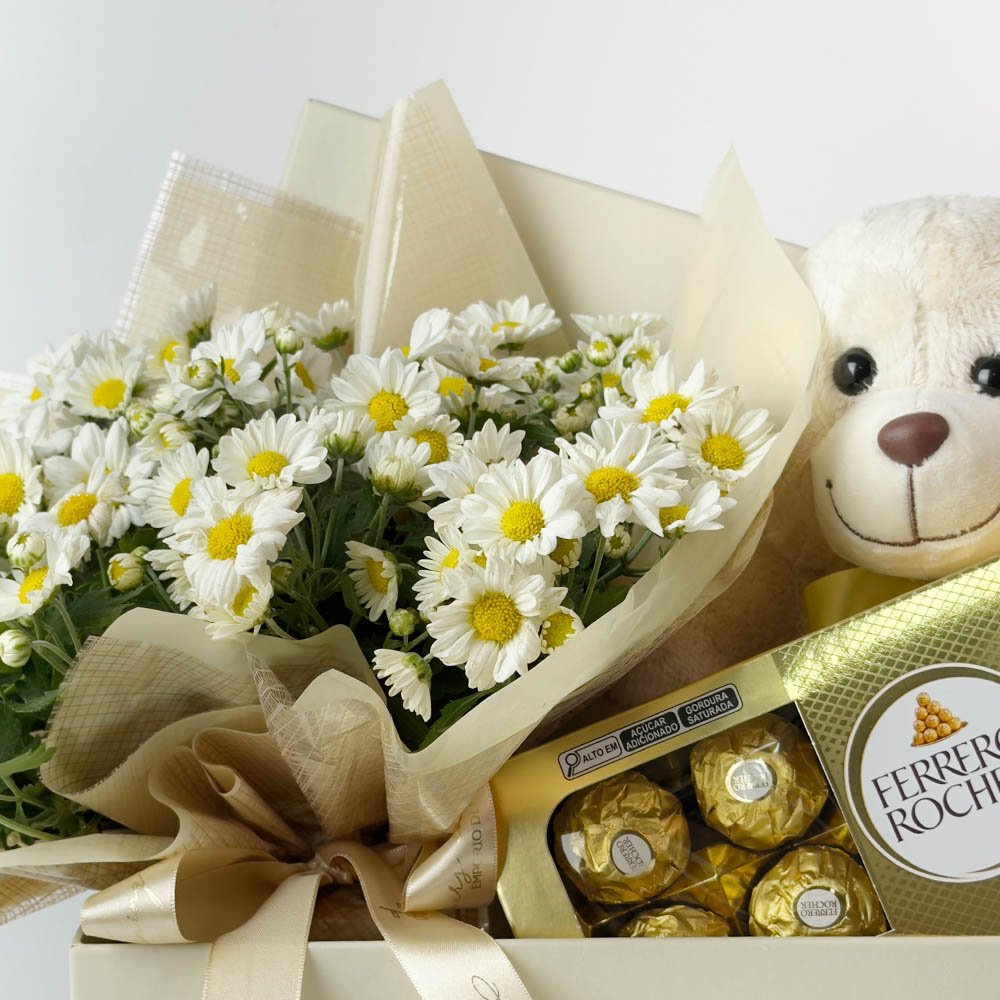 Caixa Com Pelúcia, Flores e Chocolates - Teddy - Imagem 4